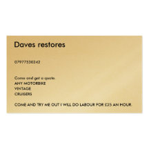 Daves restores, 07977530242, Come and get a quo... Business Card