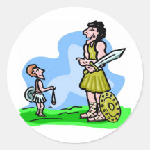 David and Goliath Christian artwork Round Sticker
