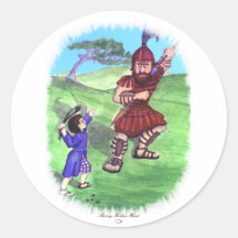 DAVID AND GOLIATH ROUND STICKER