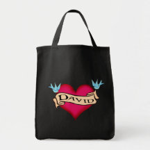 David - Custom Heart Tattoo T-shirts & Gifts Bag