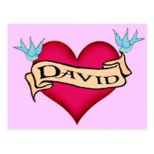 David - Custom Heart Tattoo T-shirts & Gifts Postcard