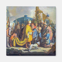 David with Goliath before Saul by Rembrandt Refrigerator Magnets