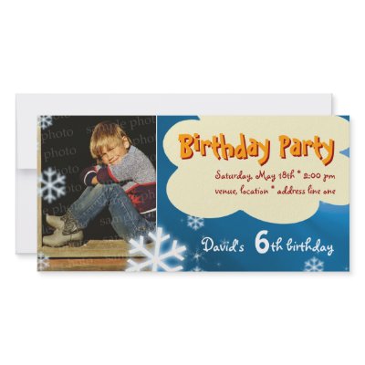 David's Winter Birthday Party Photo Invitation Photo Cards by Kidsplanet