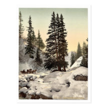 Davos, in winter, Grisons, Switzerland vintage Pho Post Cards