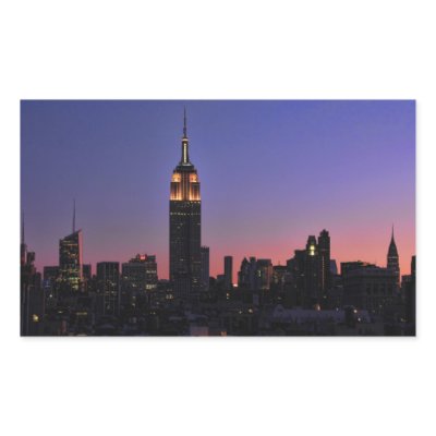 Dawn: Empire State Building still lit up Pink 03 Rectangle Stickers by NYCisMyMuse