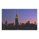 Dawn: Empire State Building still lit up Pink 03 Rectangular Stickers