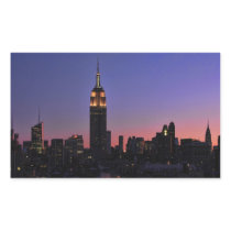 Dawn: Empire State Building still lit up Pink 03 Rectangular Stickers