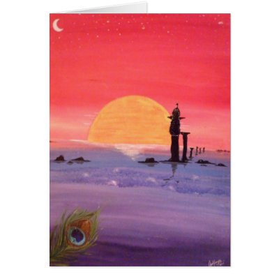 Dawn of Peace_Peacock_Anjali Sanghi Greeting Card by TogetherArts