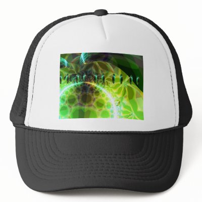 Dawn of Time – Lime & Gold Emerge Mesh Hat by DianeClancyFractals