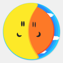day and night round stickers