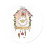 Day Fifty two - Cuckoo Clock Round Stickers