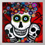 Day of the Dead 3 skulls Posters