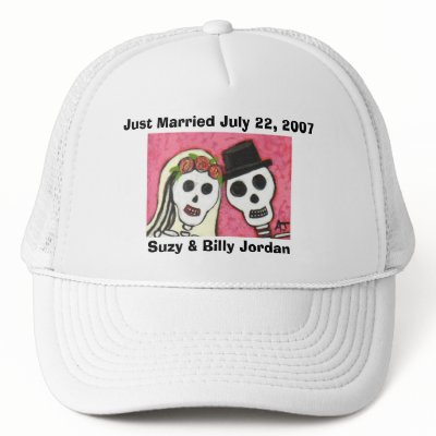 Day of the Dead - Just Married cap Mesh Hat by folkartblonde