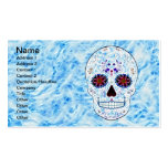 Day of the Dead Sugar Skull - Baby Blue Fractal Business Card Template