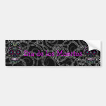 Day of the Dead Sugar Skull - Colorfully Black Bumper Sticker