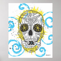 Day of The Dead Sugar Skull Comic Tattoo Design Print