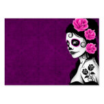 Day of the Dead Sugar Skull Girl - purple Business Card Template