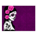 Day of the Dead Sugar Skull Girl - purple Post Card
