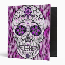 Day of the Dead Sugar Skull - Pink & Purple 1.0 3 Ring Binders