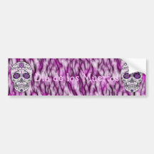 Day of the Dead Sugar Skull - Pink & Purple 1.0 Bumper Stickers