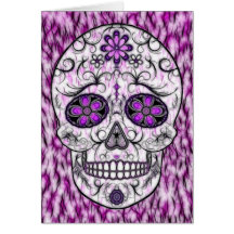 Day of the Dead Sugar Skull - Pink & Purple 1.0 Card
