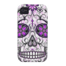 Day of the Dead Sugar Skull - Pink & Purple 1.0 Case-Mate iPhone 4 Cover