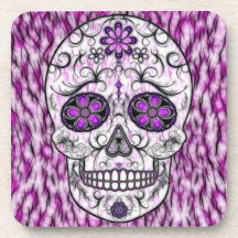Day of the Dead Sugar Skull - Pink & Purple 1.0 Coaster