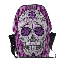 Day of the Dead Sugar Skull - Pink & Purple 1.0 Courier Bag