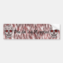 Day of the Dead Sugar Skull - Red & Black Fractal Bumper Sticker