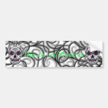 Day of the Dead Sugar Skull - Swirly Multi Color Bumper Sticker