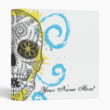 Day of The Dead Sugar Skull Tattoo Design 3 Ring Binder