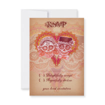 Day of the Dead Sugar Skull Wedding RSVP Cards Invites