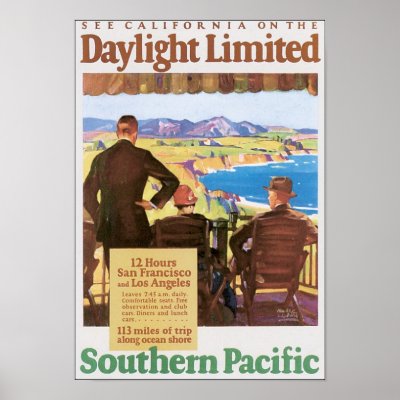 Daylight Unlimited Southern Pacific Travel Poster by vintagegiftmall