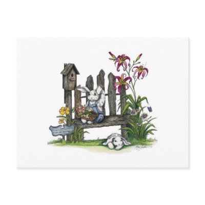 Daylilies And Bunnies Postcards by bamagirltee