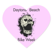 Daytona Beach Bike Week Skull black Heart Stickers