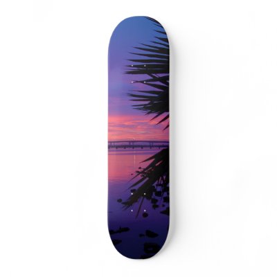 Daytona River Tropical Palm Tree Sunset Skateboard by paulbatesphoto