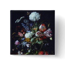 de-Heem Vase of Flowers Button