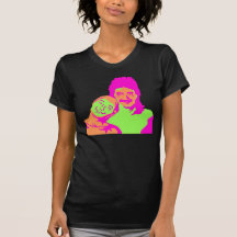 © de roche de moustache (rose choquant et Aqua) T-shirts