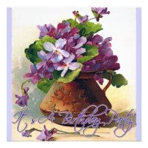 De violettes toujours invitation vintage d'anniver