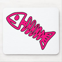 Dead Fish Skeleton Skull Bones Fossil Pink Mouse Pads