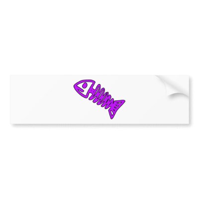 Dead Fish Skeleton Skull Bones Fossil Purple Bumper Sticker by inquester