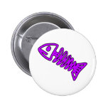 Dead Fish Skeleton Skull Bones Fossil Purple Pinback Button