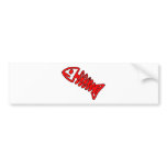 Dead Fish Skeleton Skull Bones Fossil Red Bumper Stickers