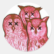 Dead Owls Stickers in Red Baby!