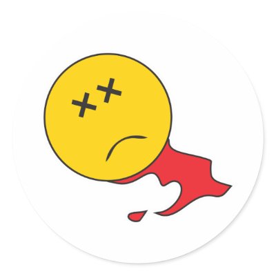 Dead Smiley Face Round Stickers by doonidesigns