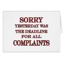 Deadline For Complaints Cards