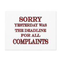 Deadline For Complaints Postcards
