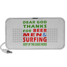 Dear God Thanks For Beer Men And Surfing Speaker
