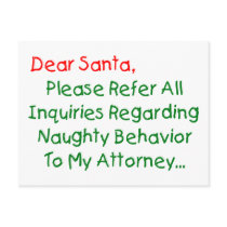 Dear Santa Attorney Post Card
