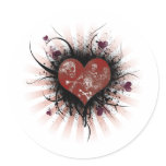 Death heart round stickers